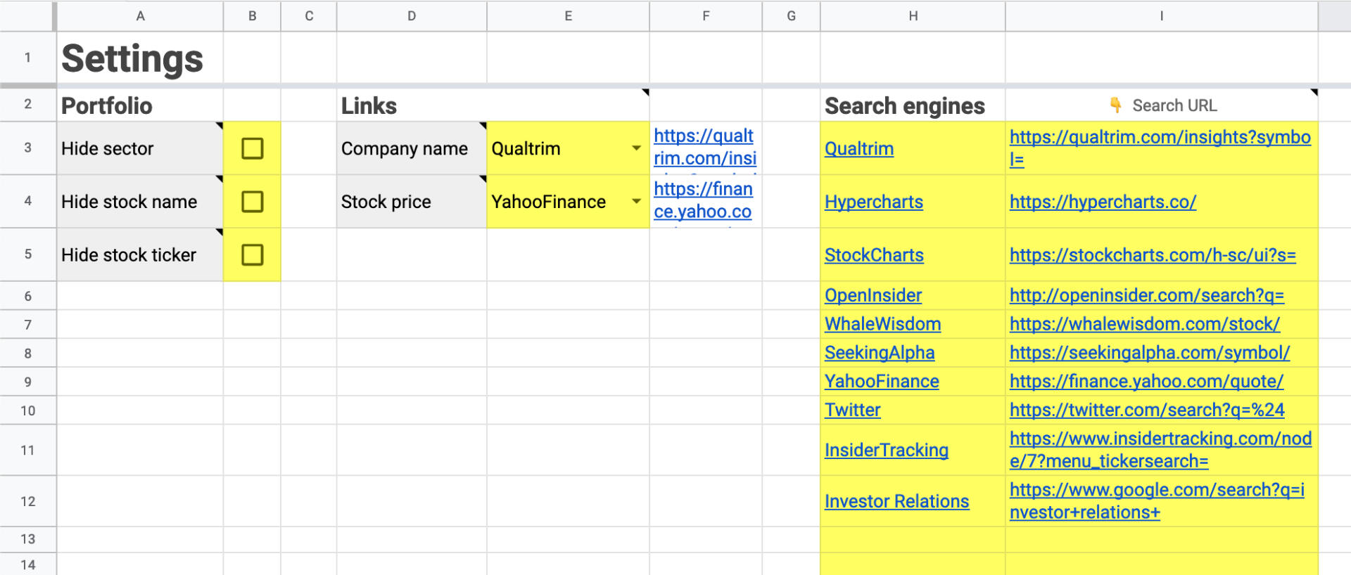 Watchlist tab in M1 Spreadsheet
